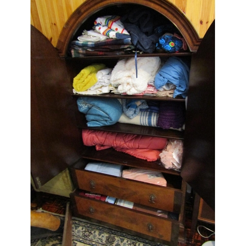 889 - Antique Walnut Dome Top Wardrobe with Twin Drawers Below Approximately 6ft High x 3ft 4 Inches Wide