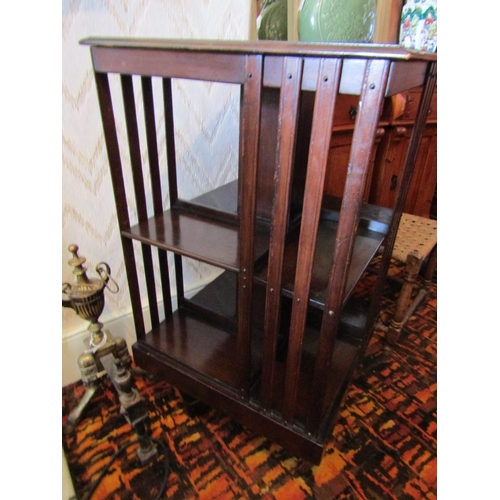 897 - Victorian Revolving Floor Bookcase with Satinwood Crossbanded Decoration Good Original Condition App... 