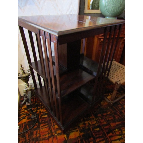 897 - Victorian Revolving Floor Bookcase with Satinwood Crossbanded Decoration Good Original Condition App... 