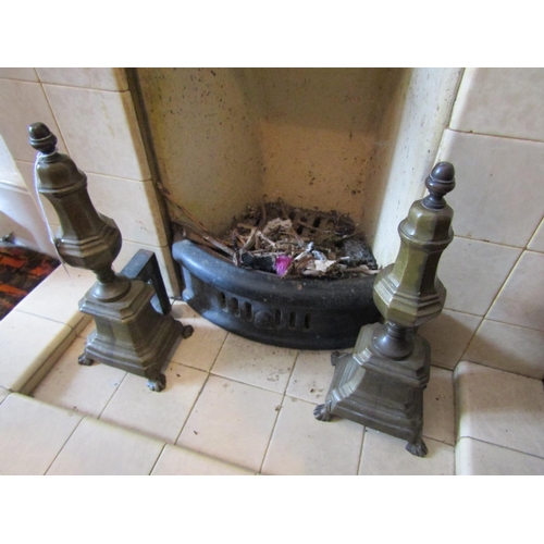 899 - Pair of Victorian Bronze Fire Ends of Pedestal Form Each Approximately 11 Inches High