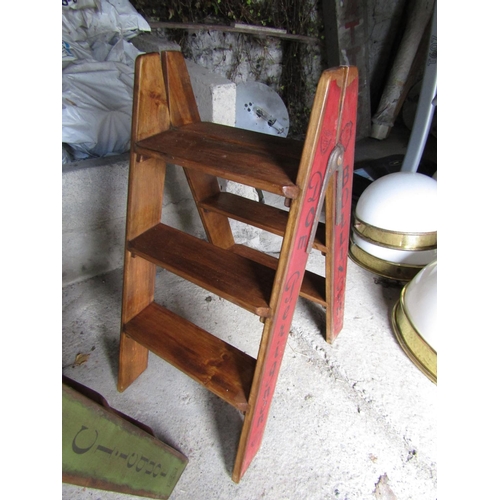 902 - Pair of Wooden Champagne Motif Decorated Folding Steps of Good Construction Approximately 9 Inches H... 