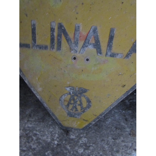 919 - Old AA Enamel Decorated Road Sign Ballinalack Approximately 22 Inches High