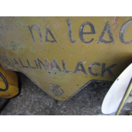 919 - Old AA Enamel Decorated Road Sign Ballinalack Approximately 22 Inches High