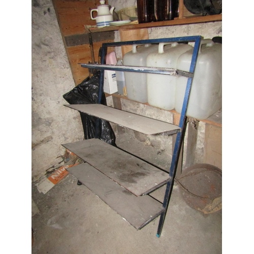 930 - Vintage Metal Frame Shop Shelf Four Tiers Approximately 3ft Wide