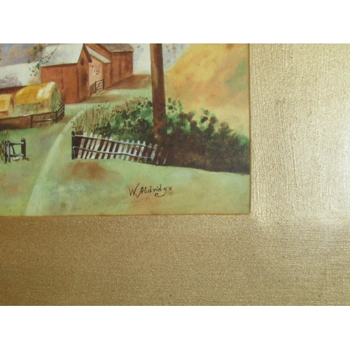 932 - William Aldridge Farmstead Watercolour Approximately 10 Inches High x 12 Inches Wide