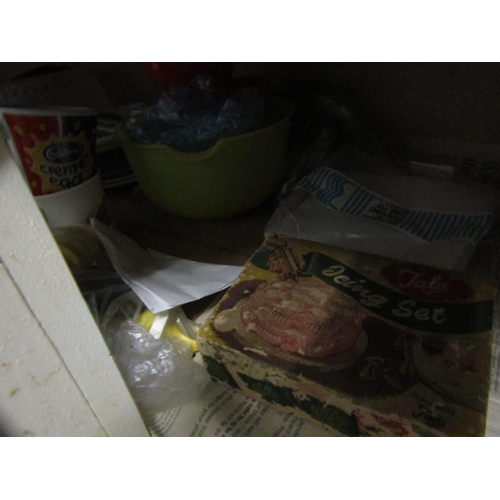 934 - Three Lower Kitchen Shelves containing Various Kitchen Utensils and Crockery