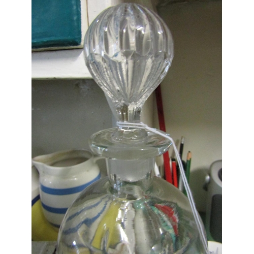 941 - Antique Cut Crystal Shaped Form Decanter with Original Stopper Approximately 13 Inches High