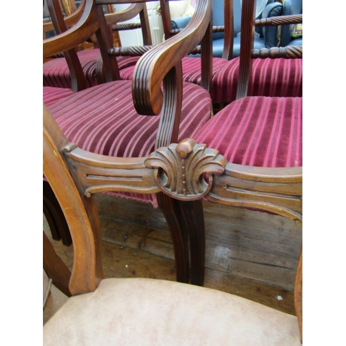 964 - Set of Four Victorian Mahogany Balloon Back Dining Chairs with Leather Seats above Cabriole Supports