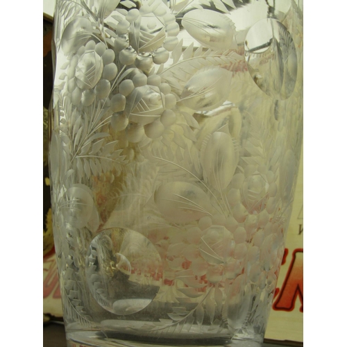 969 - Antique Cut Crystal and Engraved Vase of Elegant Design Approximately 12 Inches High of Fine Quality