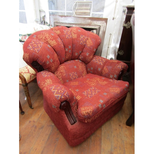 975 - Modern Three Seater Upholstered Settee Approximately 6ft 6 Inches Wide with Matching Armchair