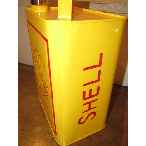 987 - Shell Enamel Decorated Jerry Can with Brass Twist Cover Approximately 17 Inches High