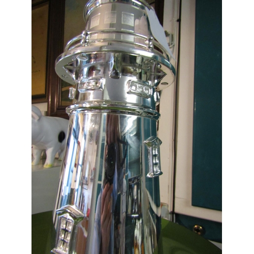 994 - Unusual Silver Plated Lighthouse Motif Cocktail Shaker Approximately 15 Inches High