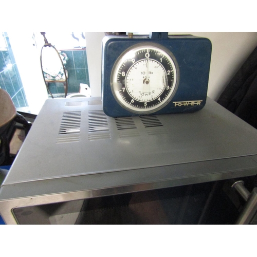 995 - Delta Brand Microwave Working Order with Vintage Tower Brand Scales with Weighing Tray Two Items in ... 