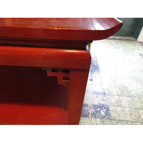 999 - Red Polychrome Decorated Side Table with Gilded Decoration Approximately 30 Inches Wide x 26 Inches ... 