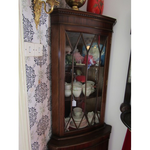 178 - Astral Glazed Figured Mahogany Corner Cabinet 6ft 6 Inches High Approximately