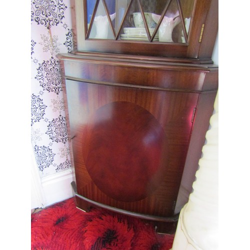 178 - Astral Glazed Figured Mahogany Corner Cabinet 6ft 6 Inches High Approximately