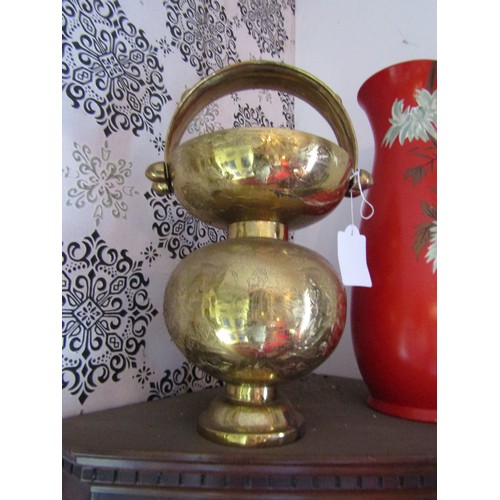 176 - Reverse Painted Oriental Globe Form Snuff Bottle Double Sided with Original Red Cabochon Cut Stopper... 