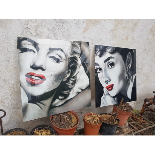 1576 - Two Pictures Marilyn Monroe and Audrey Hepburn Each 2ft High x 2ft Wide Approximately