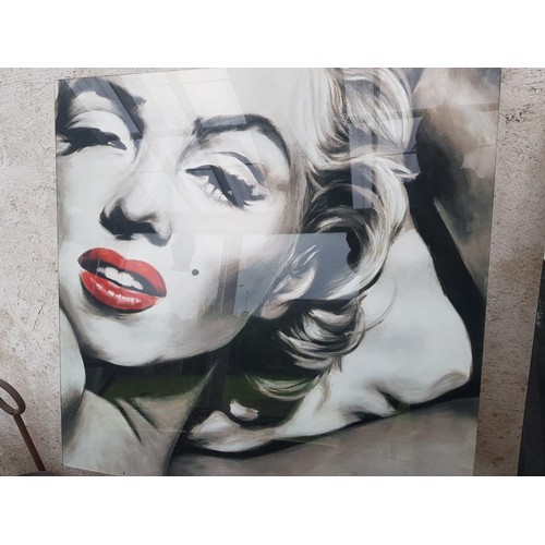 1576 - Two Pictures Marilyn Monroe and Audrey Hepburn Each 2ft High x 2ft Wide Approximately