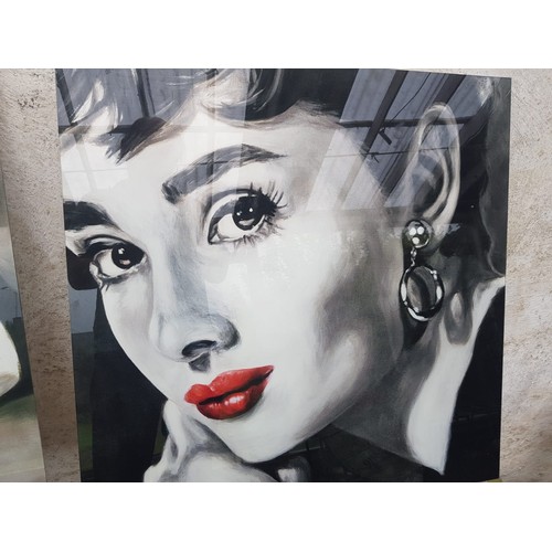 1576 - Two Pictures Marilyn Monroe and Audrey Hepburn Each 2ft High x 2ft Wide Approximately