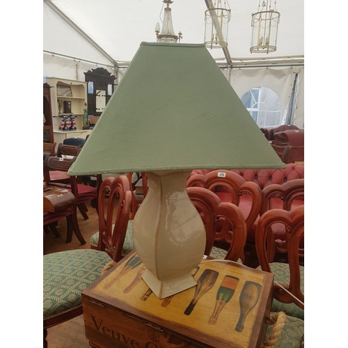 1577 - Large Ceramic Table Lamp with Shade Electrified Working Order 28 Inches High Approximately