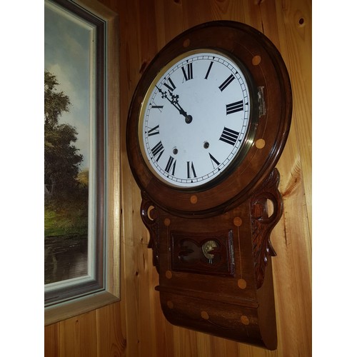 1919 - Victorian Rosewood Wall Clock of Attractive Form with Inlaid Decoration Approximately 2ft High