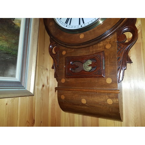 1919 - Victorian Rosewood Wall Clock of Attractive Form with Inlaid Decoration Approximately 2ft High