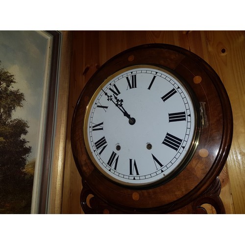 1919 - Victorian Rosewood Wall Clock of Attractive Form with Inlaid Decoration Approximately 2ft High