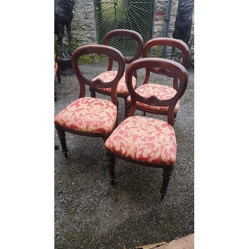 1506 - Set of Four Victorian Mahogany Chairs Good Condition Upholstered Seats above Turned Supports