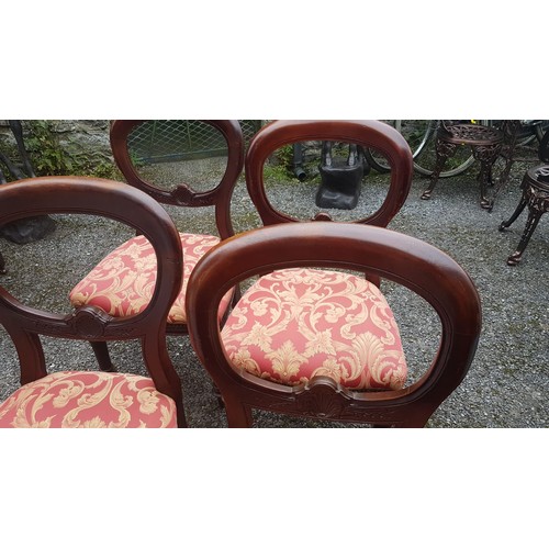 1506 - Set of Four Victorian Mahogany Chairs Good Condition Upholstered Seats above Turned Supports