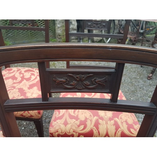 905 - Set of Four Antique Mahogany Chairs Good Condition Upholstered Seats above Turned Supports