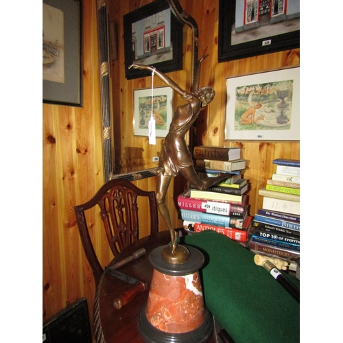 1935 - Bronze Sculpture Art Deco Dancer On Marble Base Approximately 24 Inches High