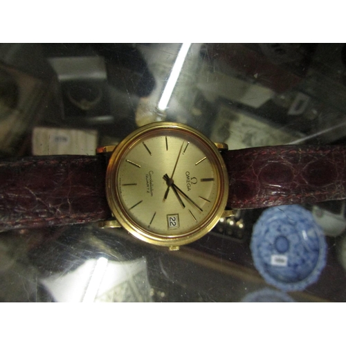 1936 - Omega Gentleman's Wristwatch on Original Leather Strap with Date Aperture