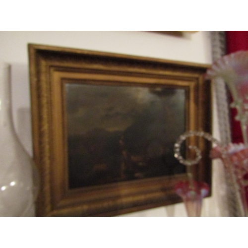 1941 - Old Master School Girl with Flock by Waterfall Oil on Board Contained within Gilded Frame Approximat... 