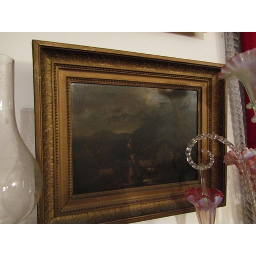 1941 - Old Master School Girl with Flock by Waterfall Oil on Board Contained within Gilded Frame Approximat... 