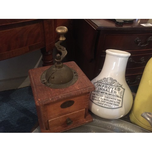 1917 - Various Items Including Improved Victorian Inhaler Porcelain, Edwardian Coffee Grinder and an Anglo ... 