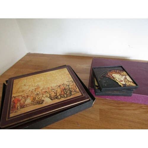 104 - Set of Christies Place Mats Boxed and Pair of Salt & Peppers by Karen Donleavy with Three Other Wine... 