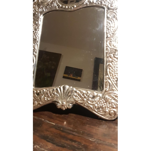 112 - Large Silver Mounted Table Top Mirror of Rococo Form Approximately 14 Inches High Hallmarked