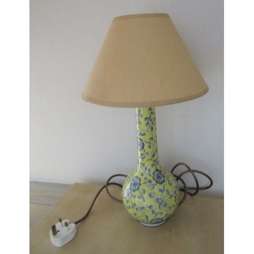 116 - Pair of Yellow Ground Table Lamps Electrified Working Order with Shades