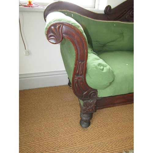 127 - Irish William IV Scroll End Settee with Pull Out Campaign Bed Hidden within Good Original Condition ... 