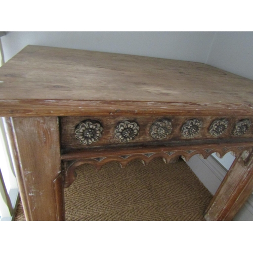 130 - Early Irish Pugin Inspired Pine Side Table of Good Construction Approximately 3ft 6 Inches Wide x 29... 