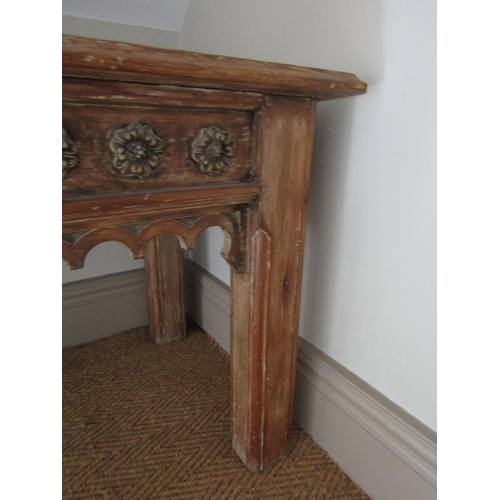 130 - Early Irish Pugin Inspired Pine Side Table of Good Construction Approximately 3ft 6 Inches Wide x 29... 