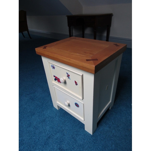 132 - Modern Painted Oak Two Drawer Side Locker Approximately 18 Inches Wide x 22 Inches High