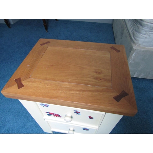 132 - Modern Painted Oak Two Drawer Side Locker Approximately 18 Inches Wide x 22 Inches High