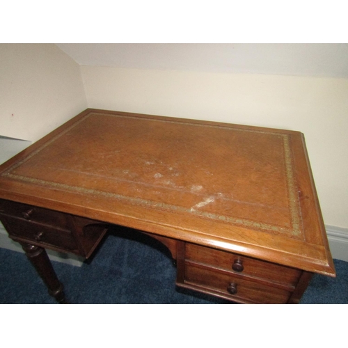 133 - William IV Writing Desk with Inset Leather Top with Turned Supports Approximately 40 Inches Wide