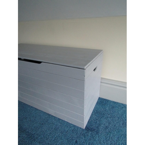 136 - Painted Pine Chest with Hinged Cover Approximately 3ft 6 Inches Wide