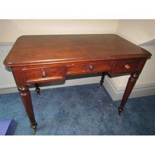 137 - William IV Three Drawer Side Table above Turned Supports Approximately 3ft Wide x 30 Inches High