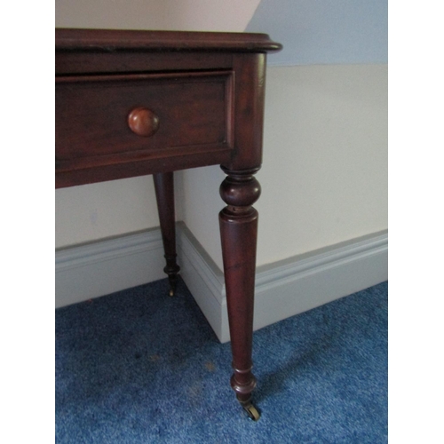 137 - William IV Three Drawer Side Table above Turned Supports Approximately 3ft Wide x 30 Inches High