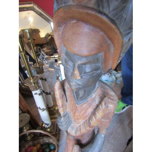 149 - Two Large Antique Carved Tribal Totems Tallest Approximately 3ft 6 Inches High Well Detailed