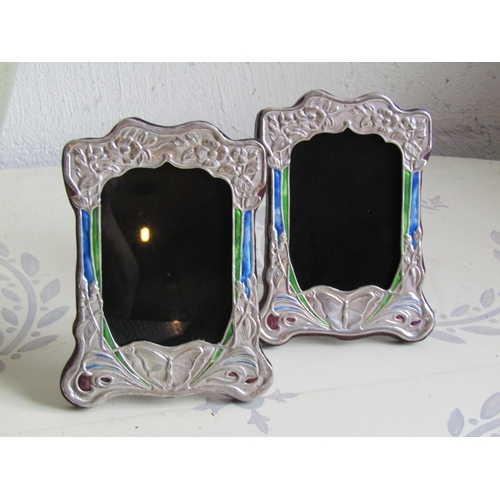 151 - Pair of Silver Art Nouveau Photograph Frames Hallmarked Each Approximately 8 Inches High x 5 Inches ... 